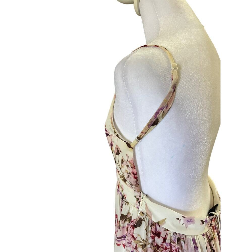 NEW Miss Avenue Beige Floral Print, Backless Cut-Out , Flowy, Lined Maxi Dress L - Picture 7 of 12